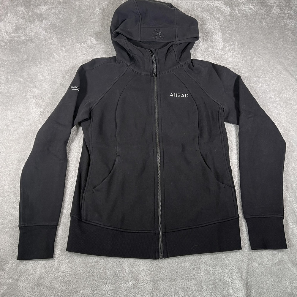 Lululemon Scuba Hoodie Womens 12 Black Full Zip Light Cotton Fleece Warm Branded